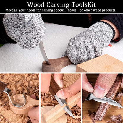 Wood Carving Kit,26pcs Wood Carving Tools with 4 Wood Carving Knives,4 Detail Knives,10 Basswood Blocks,Ergonomic Handle Design,Thick Leather Storage Bag,Whittling Kit for Beginners Adults Kids Hobby