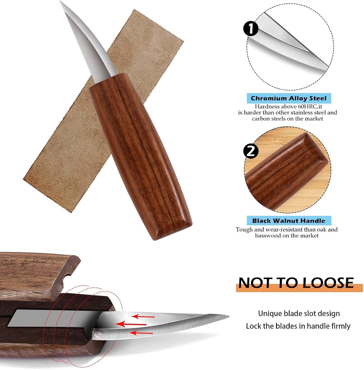 Wood Carving Kit,26pcs Wood Carving Tools with 4 Wood Carving Knives,4 Detail Knives,10 Basswood Blocks,Ergonomic Handle Design,Thick Leather Storage Bag,Whittling Kit for Beginners Adults Kids Hobby