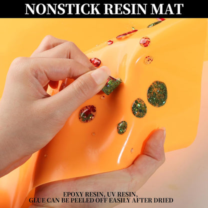 Silicone Mats, 3 PCS 15.7”x 11.7” Silicone Mats for Crafts, Resin Molds, Play Dough Mat for Resin, Clay, Craft Supplies, Orange & Purple & Blue