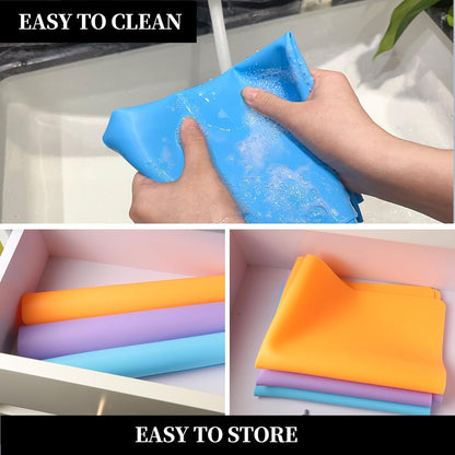 Silicone Mats, 3 PCS 15.7”x 11.7” Silicone Mats for Crafts, Resin Molds, Play Dough Mat for Resin, Clay, Craft Supplies, Orange & Purple & Blue