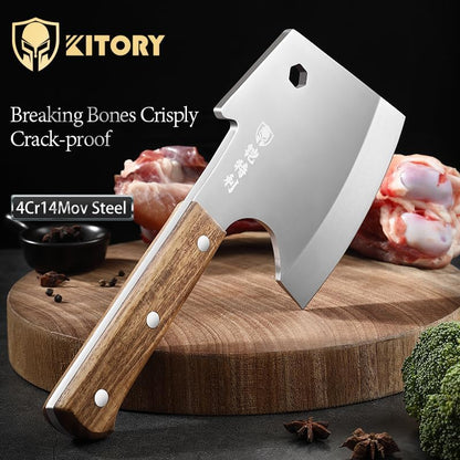Meat Cleaver 6 Inch Bone Chopper Knife - Heavy Duty Butcher Cleaver with Wood Handle, High Carbon Stainless Steel Blade, Professional Kitchen Bone Breaker for Home & Commercial Use