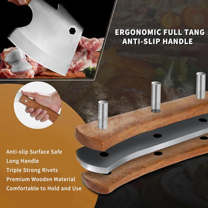 Meat Cleaver 6 Inch Bone Chopper Knife - Heavy Duty Butcher Cleaver with Wood Handle, High Carbon Stainless Steel Blade, Professional Kitchen Bone Breaker for Home & Commercial Use