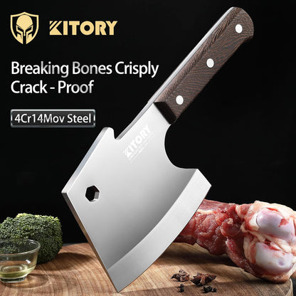 Meat Cleaver 6 Inch Bone Chopper Knife - Heavy Duty Butcher Cleaver with Wood Handle, High Carbon Stainless Steel Blade, Professional Kitchen Bone Breaker for Home & Commercial Use