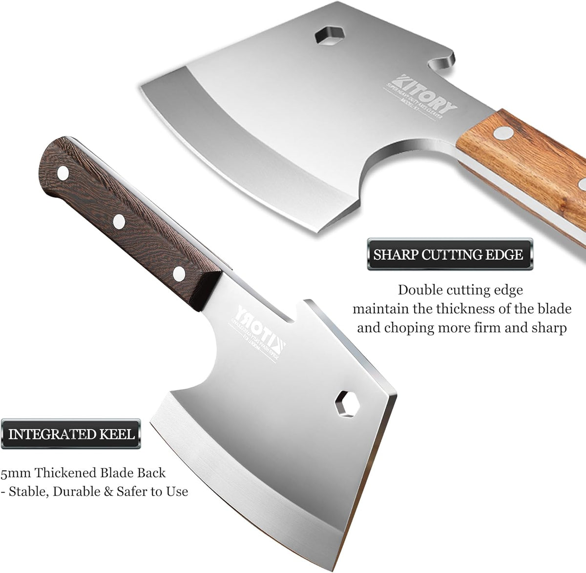 Meat Cleaver 6 Inch Bone Chopper Knife - Heavy Duty Butcher Cleaver with Wood Handle, High Carbon Stainless Steel Blade, Professional Kitchen Bone Breaker for Home & Commercial Use
