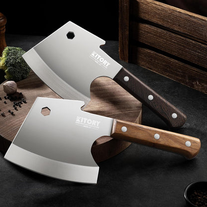 Meat Cleaver 6 Inch Bone Chopper Knife - Heavy Duty Butcher Cleaver with Wood Handle, High Carbon Stainless Steel Blade, Professional Kitchen Bone Breaker for Home & Commercial Use
