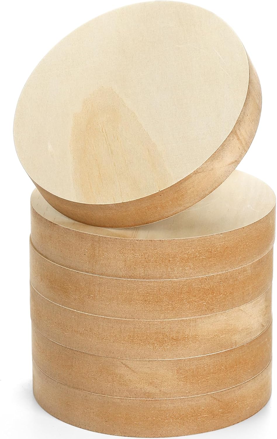 6 Pack MDF Wood Circles, 6" Round Unfinished Wood Board, Wooden Disc Plaque for Crafts, Medium Density Fiberboard, 1" Thick Wood Block Coaster Base for DIY, Engraving, Chip Carving, Painting