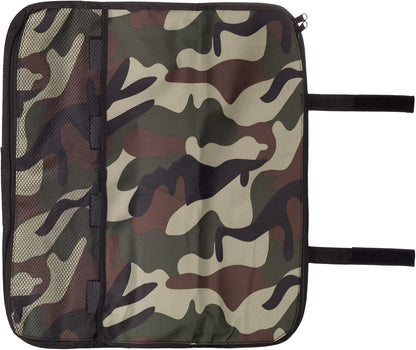 8 Pocket Roll Bag for Chef Knives, 1 Large Mesh Pocket for Kitchen Utensils, Durable Nylon-Polyester Blend, with Shoulder Strap (Camouflage)