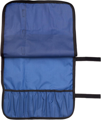 8 Pocket Roll Bag for Chef Knives, 1 Large Mesh Pocket for Kitchen Utensils, Durable Nylon-Polyester Blend, with Shoulder Strap (Camouflage)