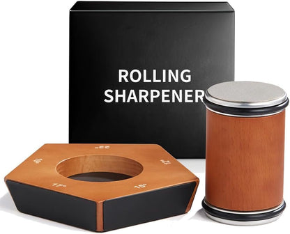 Rolling Knife Sharpener, 5-Angle (12,15,17,19,22°) Sharpener with Replaceable Diamond Discs and Magnetic Base, Magnetic Knife Sharpening Kit for Kitchen Knives, Chefs and Home Cooks