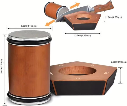 Rolling Knife Sharpener, 5-Angle (12,15,17,19,22°) Sharpener with Replaceable Diamond Discs and Magnetic Base, Magnetic Knife Sharpening Kit for Kitchen Knives, Chefs and Home Cooks