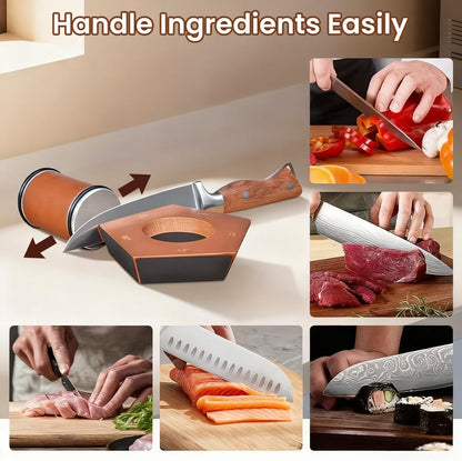 Rolling Knife Sharpener, 5-Angle (12,15,17,19,22°) Sharpener with Replaceable Diamond Discs and Magnetic Base, Magnetic Knife Sharpening Kit for Kitchen Knives, Chefs and Home Cooks