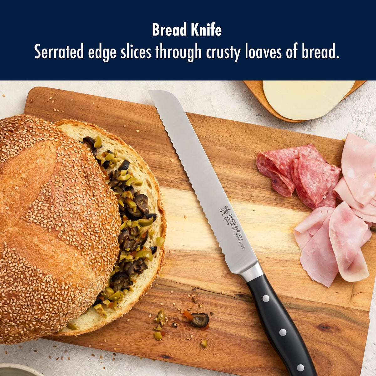 x EMERIL Lagasse The Nola Collection Razor-Sharp German 8-inch Bread Knife, Made in Company-Owned German Factory with Special Formula Steel perfected for almost 300 Years, Dishwasher Safe