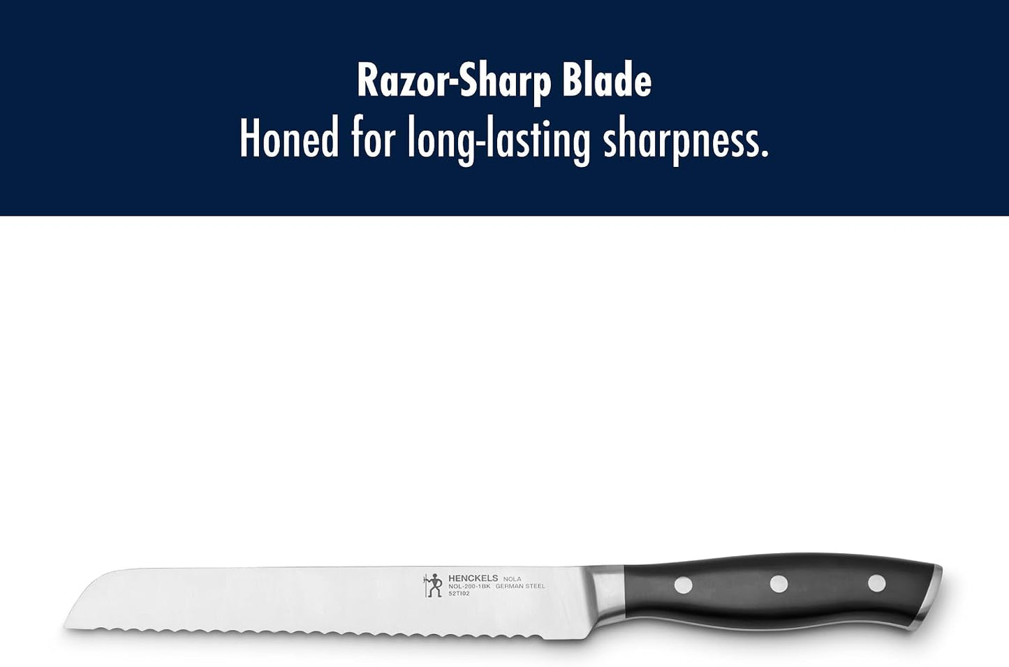 x EMERIL Lagasse The Nola Collection Razor-Sharp German 8-inch Bread Knife, Made in Company-Owned German Factory with Special Formula Steel perfected for almost 300 Years, Dishwasher Safe