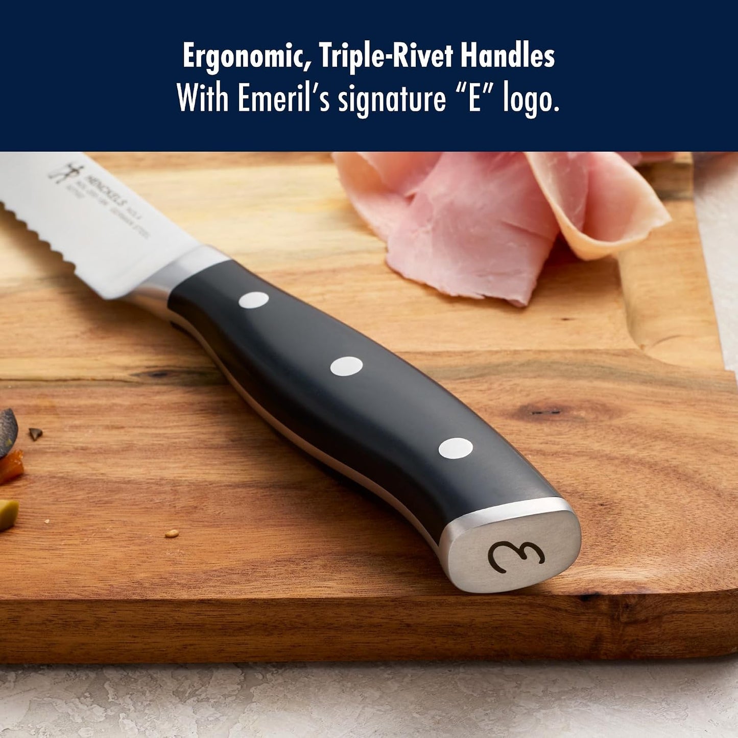 x EMERIL Lagasse The Nola Collection Razor-Sharp German 8-inch Bread Knife, Made in Company-Owned German Factory with Special Formula Steel perfected for almost 300 Years, Dishwasher Safe