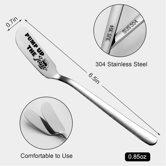 Pump Up The Jam Funny Butter Knife, Personalized Engraved Peanut Butter Spreader Cheese Knives, Novelty Anniversary Christmas Gifts for Sandwich Bread Toast Butter Lover, Silver