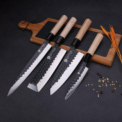 Left Handed 4pcs Knife Set GYUTO Sashimi Sushi Knife Sets for Left Handed, Fish Filleting Chef Knife for Kitchen German Steel Blade & Traditional Wooden Handle