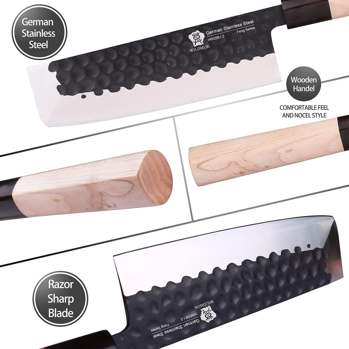 Left Handed 4pcs Knife Set GYUTO Sashimi Sushi Knife Sets for Left Handed, Fish Filleting Chef Knife for Kitchen German Steel Blade & Traditional Wooden Handle