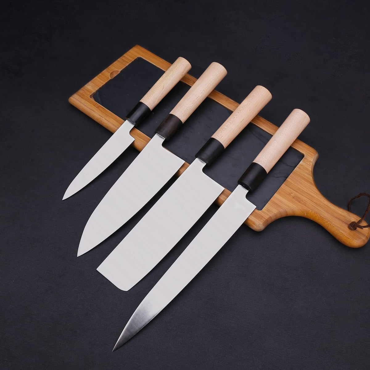Left Handed 4pcs Knife Set GYUTO Sashimi Sushi Knife Sets for Left Handed, Fish Filleting Chef Knife for Kitchen German Steel Blade & Traditional Wooden Handle