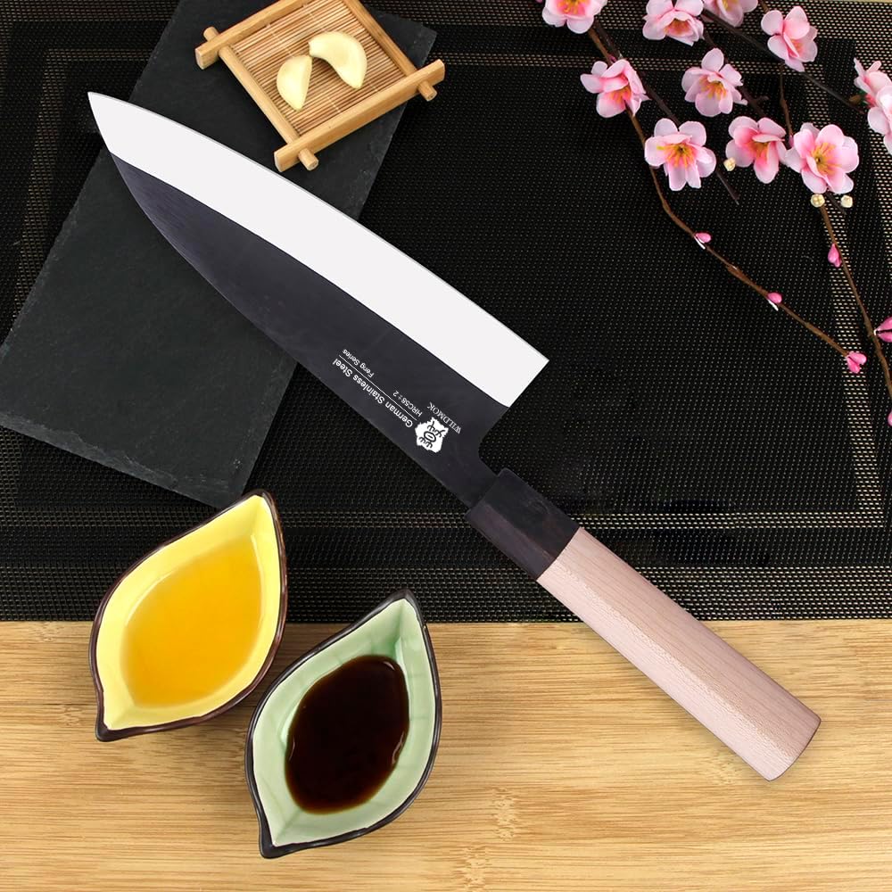 Left Handed 4pcs Knife Set GYUTO Sashimi Sushi Knife Sets for Left Handed, Fish Filleting Chef Knife for Kitchen German Steel Blade & Traditional Wooden Handle