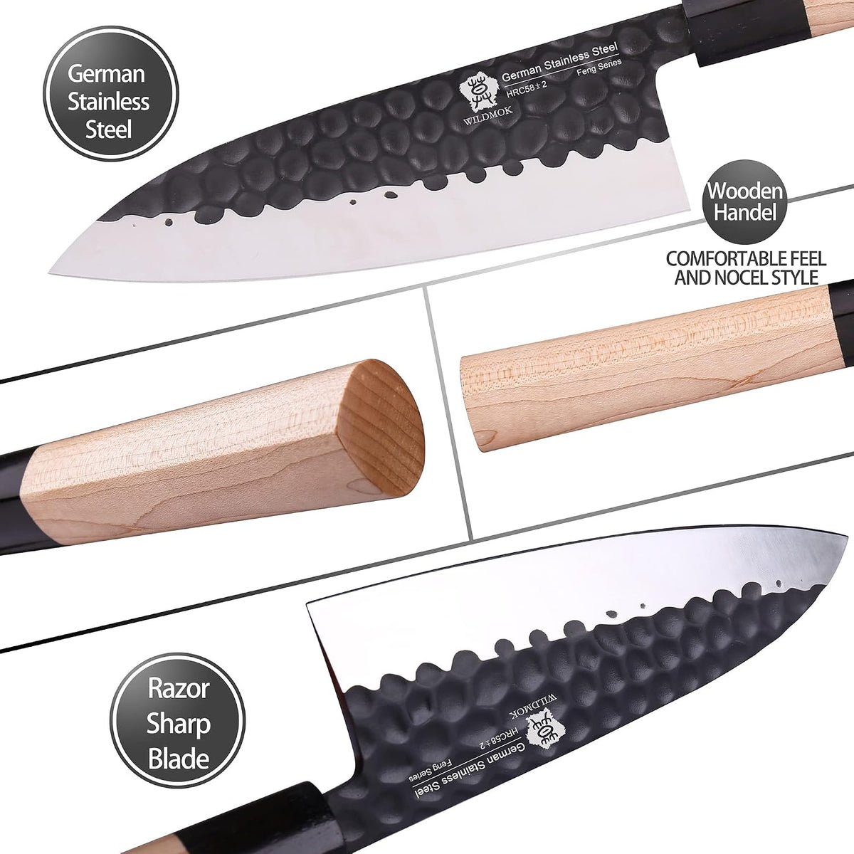 Left Handed 4pcs Knife Set GYUTO Sashimi Sushi Knife Sets for Left Handed, Fish Filleting Chef Knife for Kitchen German Steel Blade & Traditional Wooden Handle