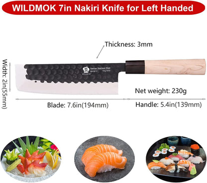 Left Handed 4pcs Knife Set GYUTO Sashimi Sushi Knife Sets for Left Handed, Fish Filleting Chef Knife for Kitchen German Steel Blade & Traditional Wooden Handle