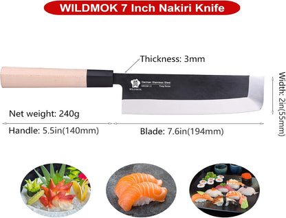 Left Handed 4pcs Knife Set GYUTO Sashimi Sushi Knife Sets for Left Handed, Fish Filleting Chef Knife for Kitchen German Steel Blade & Traditional Wooden Handle