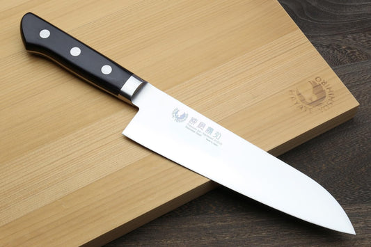 Yoshihiro INOX AUS10 Stain-Resistant Steel Ice Hardened Santoku Multipurpose Chef Knife (7'' (180mm))