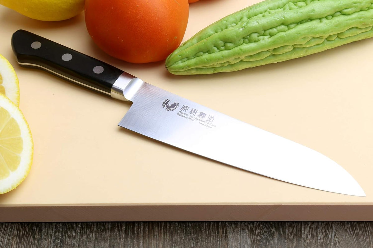 Yoshihiro INOX AUS10 Stain-Resistant Steel Ice Hardened Santoku Multipurpose Chef Knife (7'' (180mm))