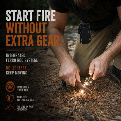 Redline Fixed Blade Hunting Knife with Ferro Rod and Sheath - Perfect for Outdoor Adventures