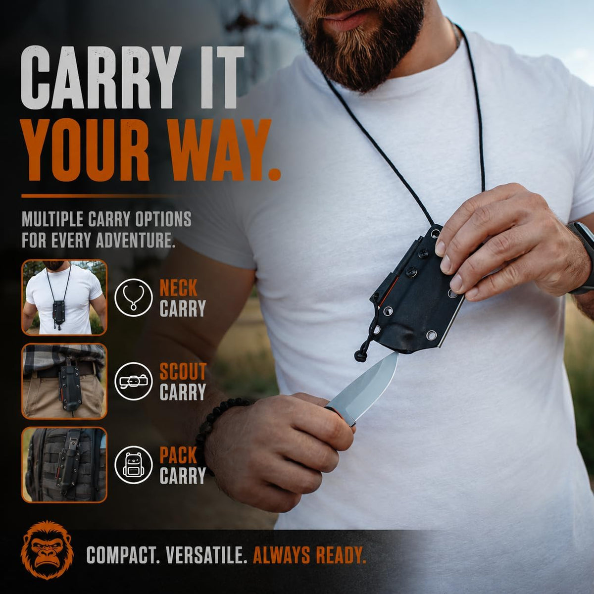 Redline Fixed Blade Hunting Knife with Ferro Rod and Sheath - Perfect for Outdoor Adventures