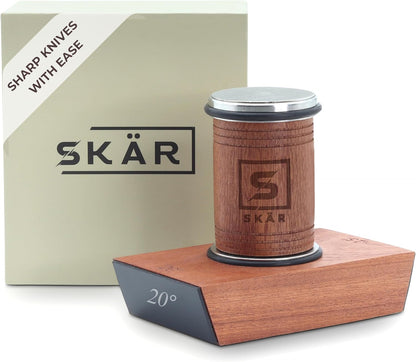 Rolling Knife Sharpener Kit - Premium Solid Wood Rolling Sharpener for Knives w/Magnetic Angle Base & 2 Diamond Grinding Discs - Kitchen knife sharpener - Perfect Knife Sharpening stone Kit for Gifts