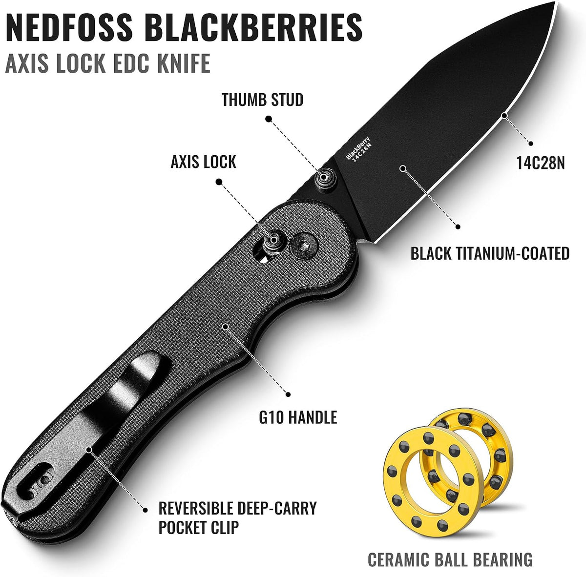 Donut Pocket Knife, 2.9" 14C28N Steel Button Lock EDC Knife Pink