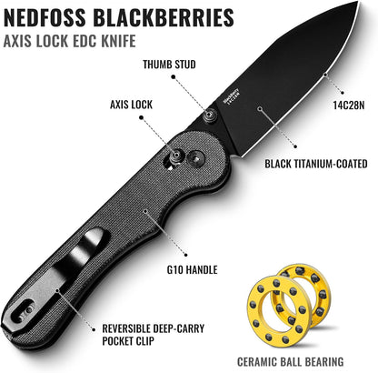 Donut Pocket Knife, 2.9" 14C28N Steel Button Lock EDC Knife Pink
