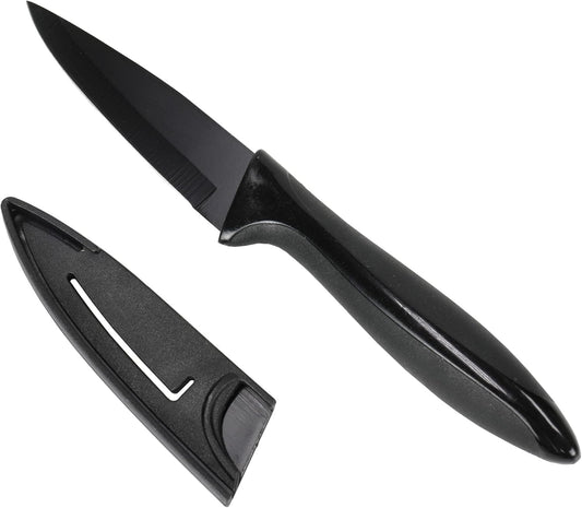 Premium Paring Knife with Sheath, 3 inch Blade 8 inches in Length, Black