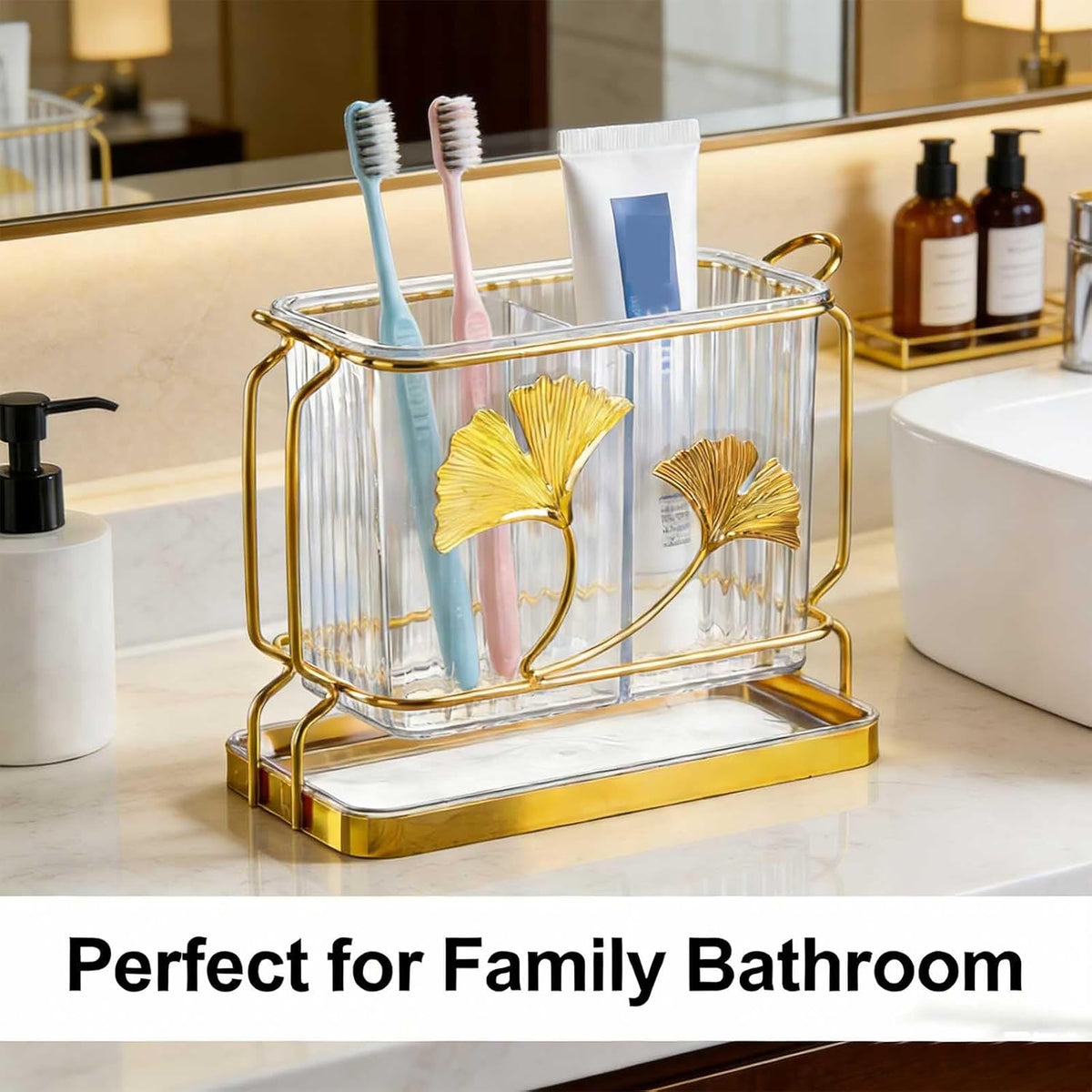 Kitchen Utensil Holder, Dry & Wet Separation, Utensil Caddy with Drain Tray, Kitchen Countertop Organizers and Storage, Utensil Crock for Forks, Spoons, Knives, Elegant Chopstick Holder