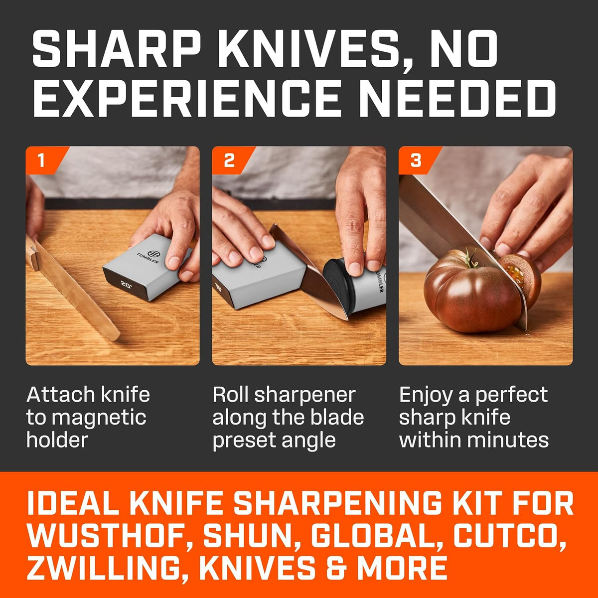 The Original Rolling Knife Sharpener™ (Wood)