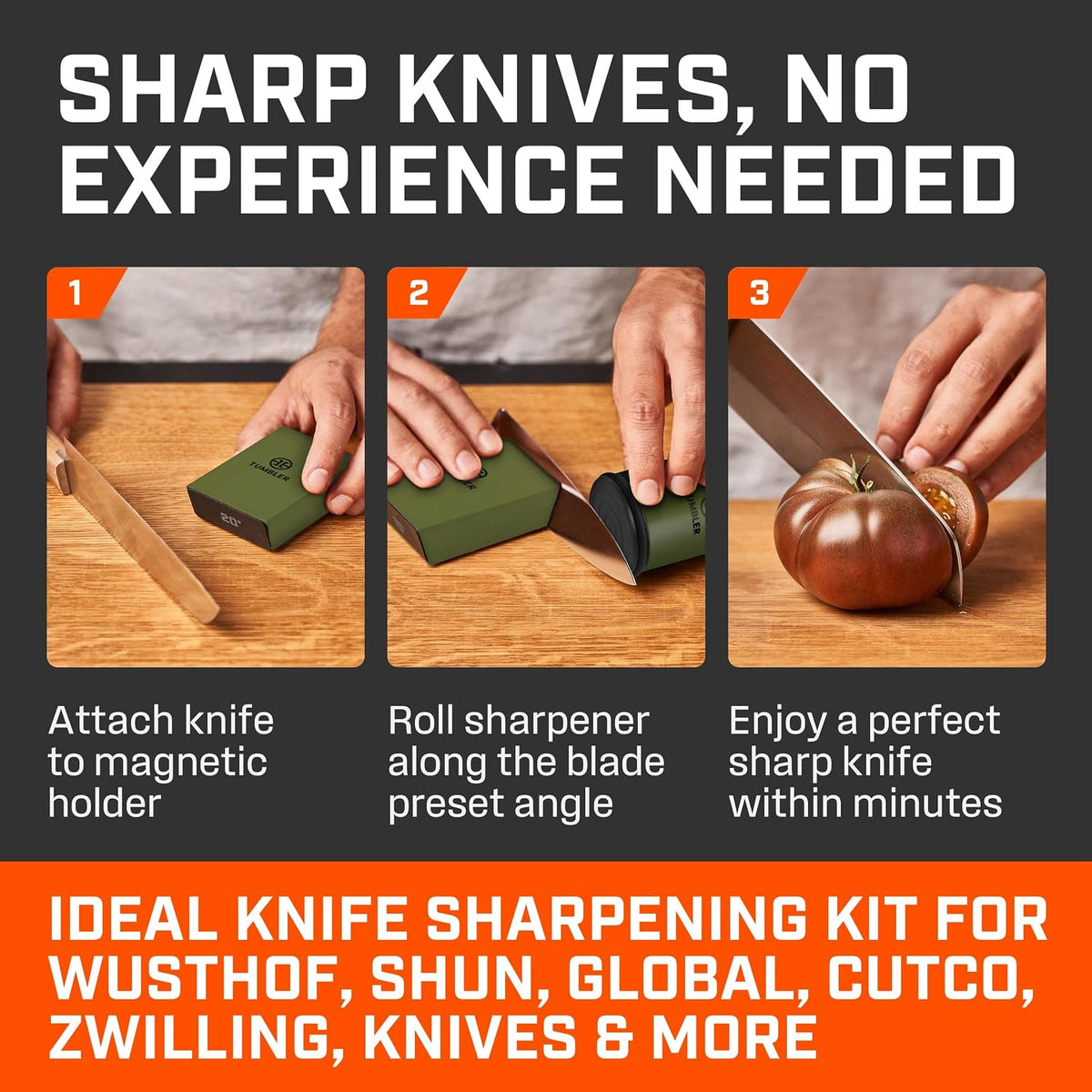 The Original Rolling Knife Sharpener™ (Wood)