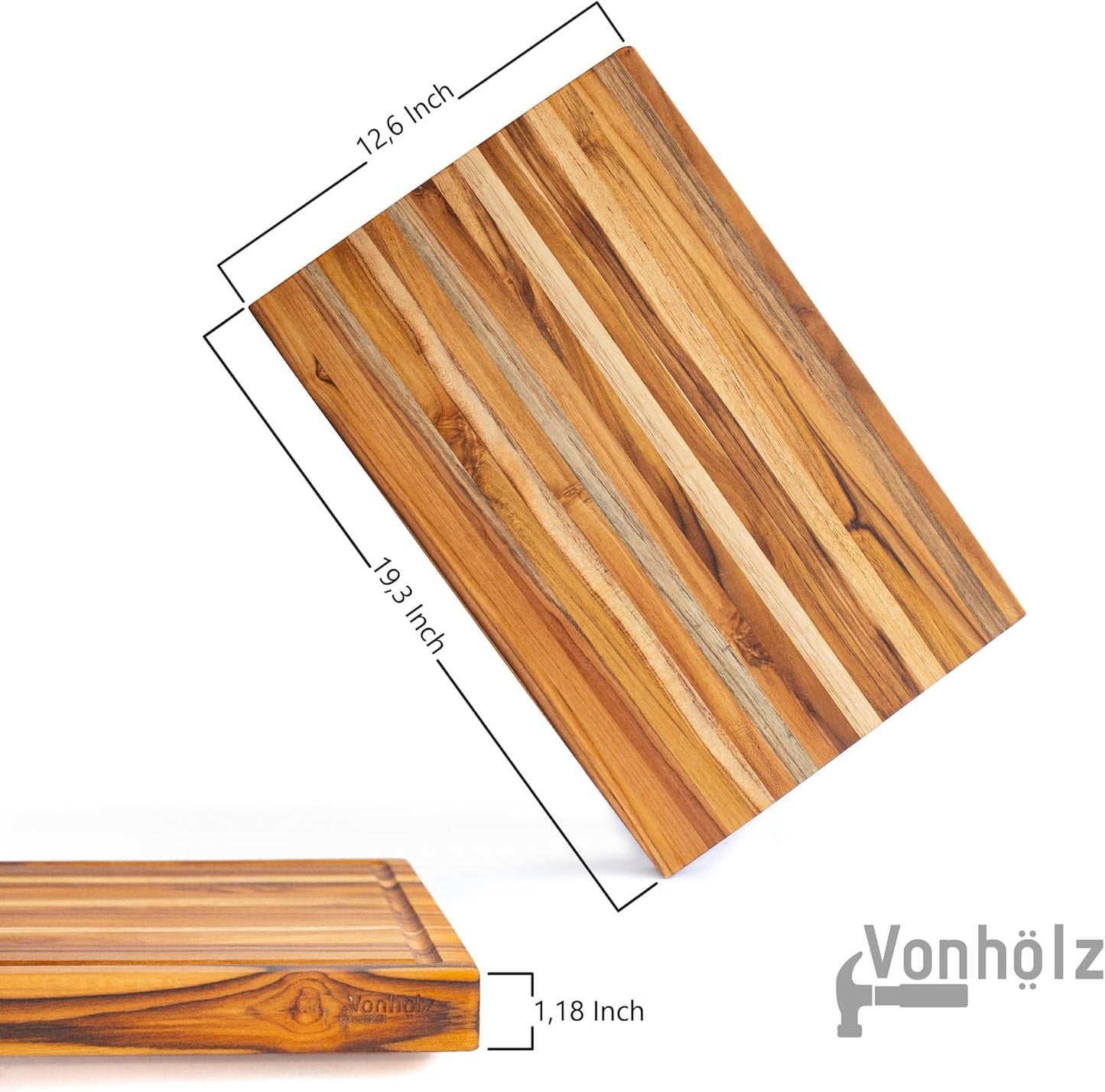 Butcher Block Table Top, End Grain Wood Cutting Board, Butchers Block, Hardwood Cutting Board, Butcher Block Countertops, Teak Wood (19 x 12 x 1.2)
