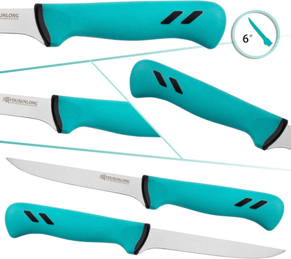 Curved Boning Knife for Meat Cutting - 6 Inch - Premium High-carbon Molybdenum Steel Flexible Curved Blade - Butcher's Kitchen Boning Knife - Ergonomic & Non-slip Handle