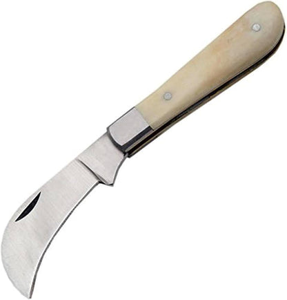 SZCO 3" Pruning Knife– Small Folding Pocket Knife for Men and Women with Stainless Steel Blade & Bone Handle – Traditional Garden EDC Knife for Grafting, Landscaping & Outdoor Use