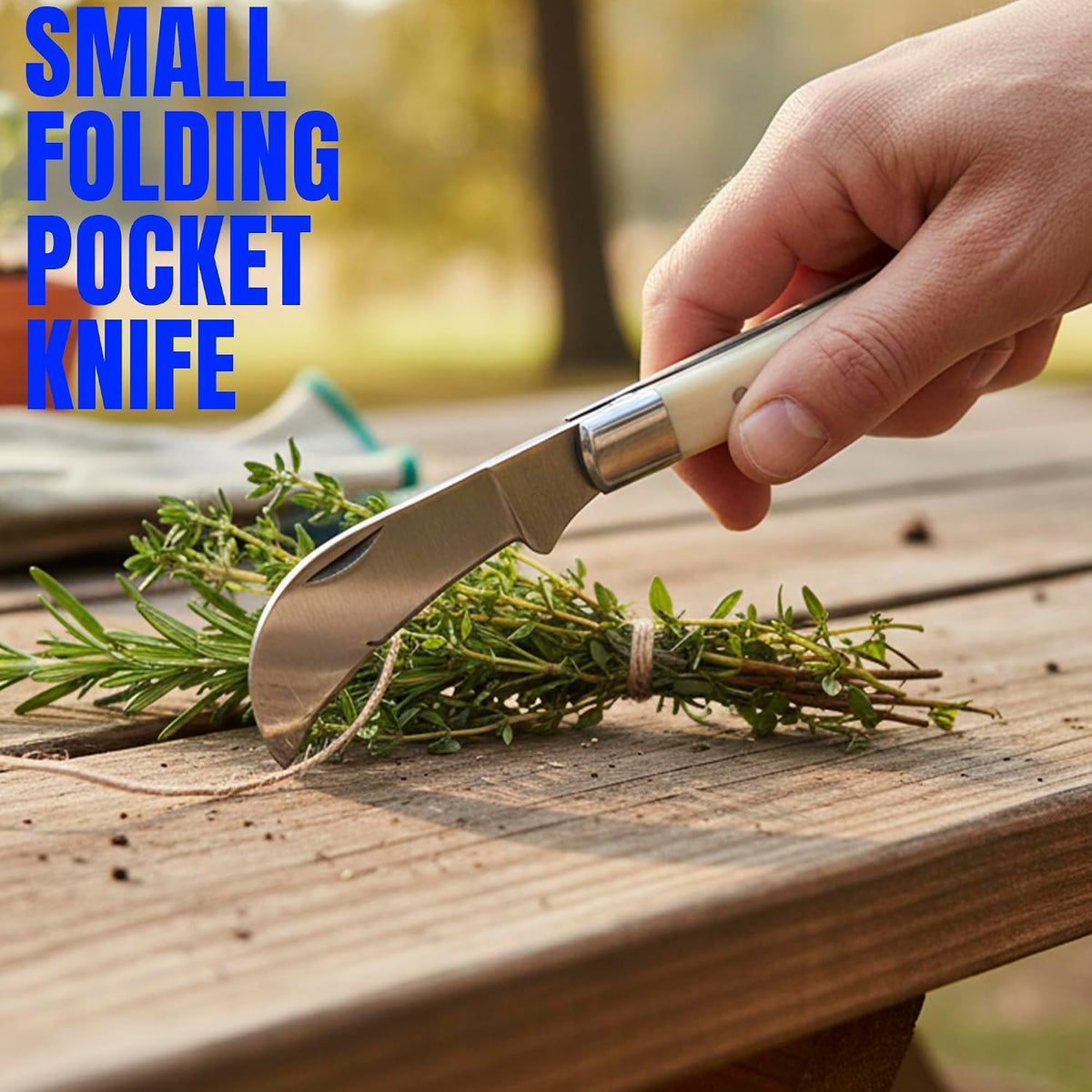 SZCO 3" Pruning Knife– Small Folding Pocket Knife for Men and Women with Stainless Steel Blade & Bone Handle – Traditional Garden EDC Knife for Grafting, Landscaping & Outdoor Use