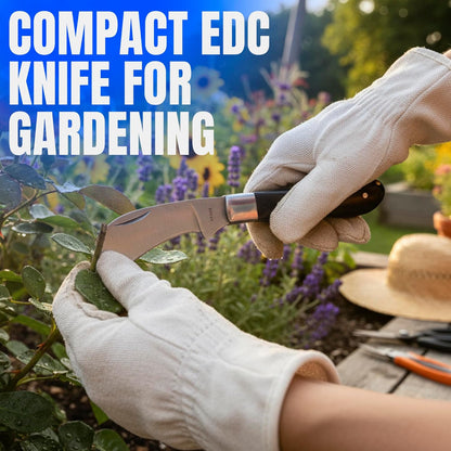 SZCO 3" Pruning Knife– Small Folding Pocket Knife for Men and Women with Stainless Steel Blade & Bone Handle – Traditional Garden EDC Knife for Grafting, Landscaping & Outdoor Use