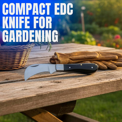 SZCO 3" Pruning Knife– Small Folding Pocket Knife for Men and Women with Stainless Steel Blade & Bone Handle – Traditional Garden EDC Knife for Grafting, Landscaping & Outdoor Use