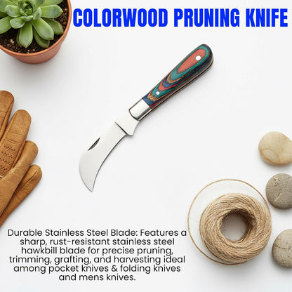 SZCO 3" Pruning Knife– Small Folding Pocket Knife for Men and Women with Stainless Steel Blade & Bone Handle – Traditional Garden EDC Knife for Grafting, Landscaping & Outdoor Use