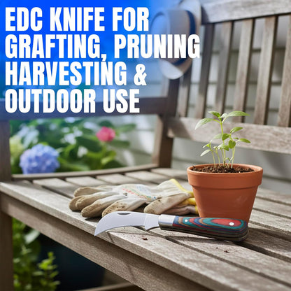 SZCO 3" Pruning Knife– Small Folding Pocket Knife for Men and Women with Stainless Steel Blade & Bone Handle – Traditional Garden EDC Knife for Grafting, Landscaping & Outdoor Use