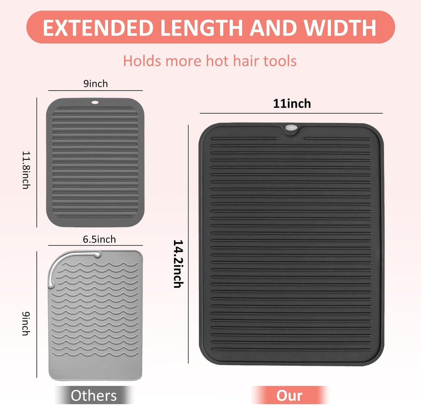 Large Heat Resistant Silicone Mat for Hair Tools: Curling Iron, Flat Iron, Hair Straightener - Portable Hair Styling Pad Cover