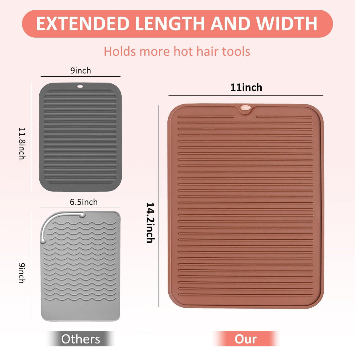 Large Heat Resistant Silicone Mat for Hair Tools: Curling Iron, Flat Iron, Hair Straightener - Portable Hair Styling Pad Cover