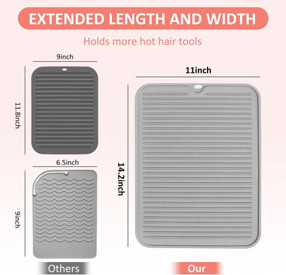 Large Heat Resistant Silicone Mat for Hair Tools: Curling Iron, Flat Iron, Hair Straightener - Portable Hair Styling Pad Cover