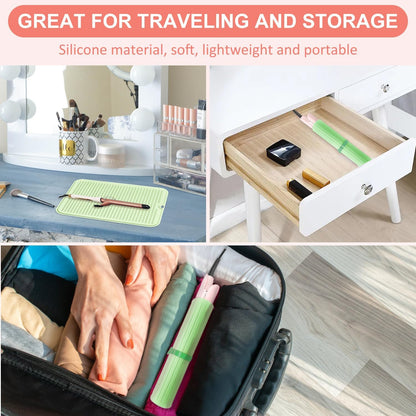 Large Heat Resistant Silicone Mat for Hair Tools: Curling Iron, Flat Iron, Hair Straightener - Portable Hair Styling Pad Cover
