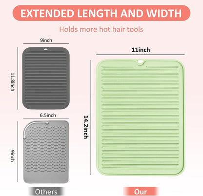 Large Heat Resistant Silicone Mat for Hair Tools: Curling Iron, Flat Iron, Hair Straightener - Portable Hair Styling Pad Cover